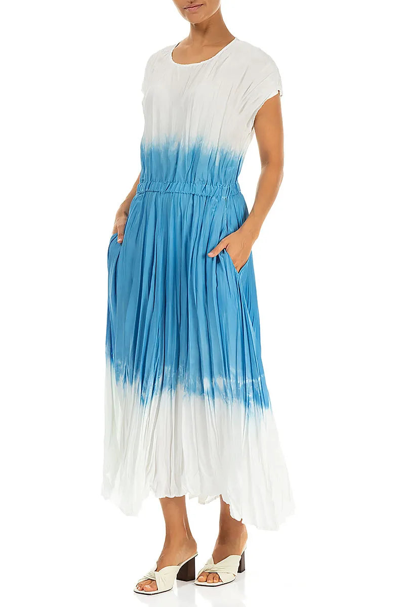 Sky Blue Ombré Pure Silk Dress 4