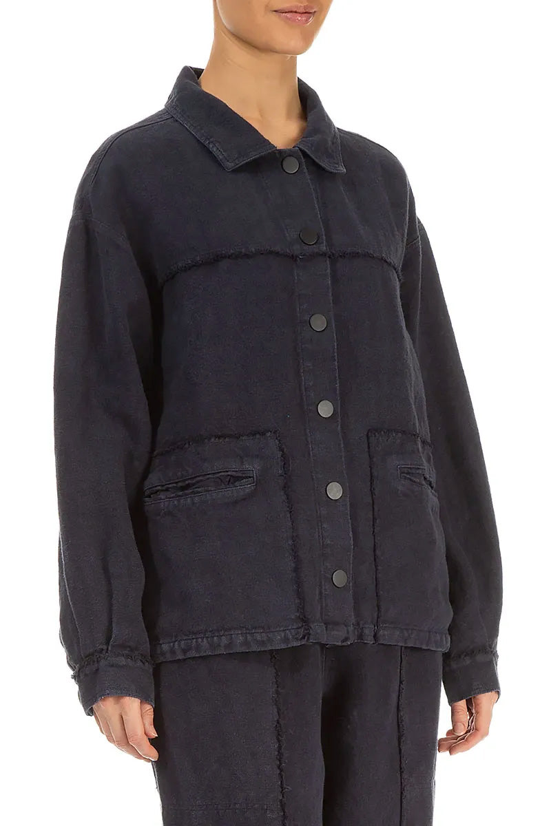 Slate Blue Heavy Linen Jacket 3