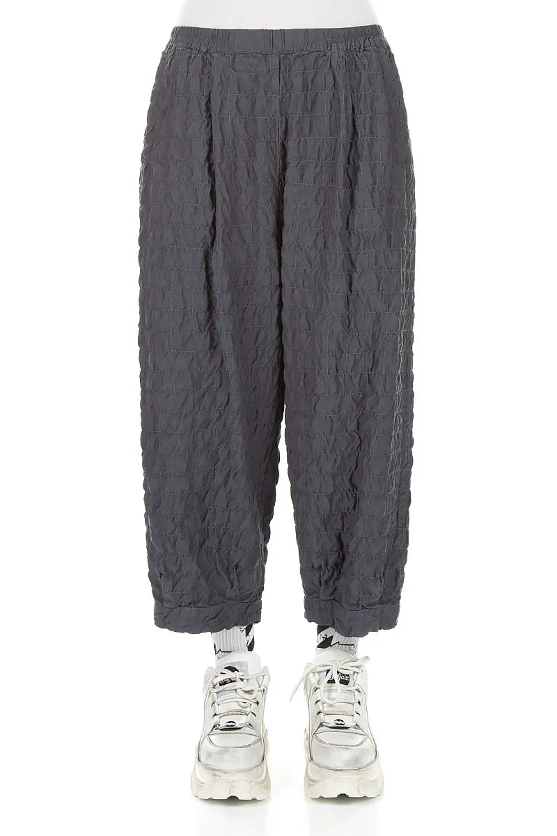 Slate Pleated Silk Bamboo Trousers 1