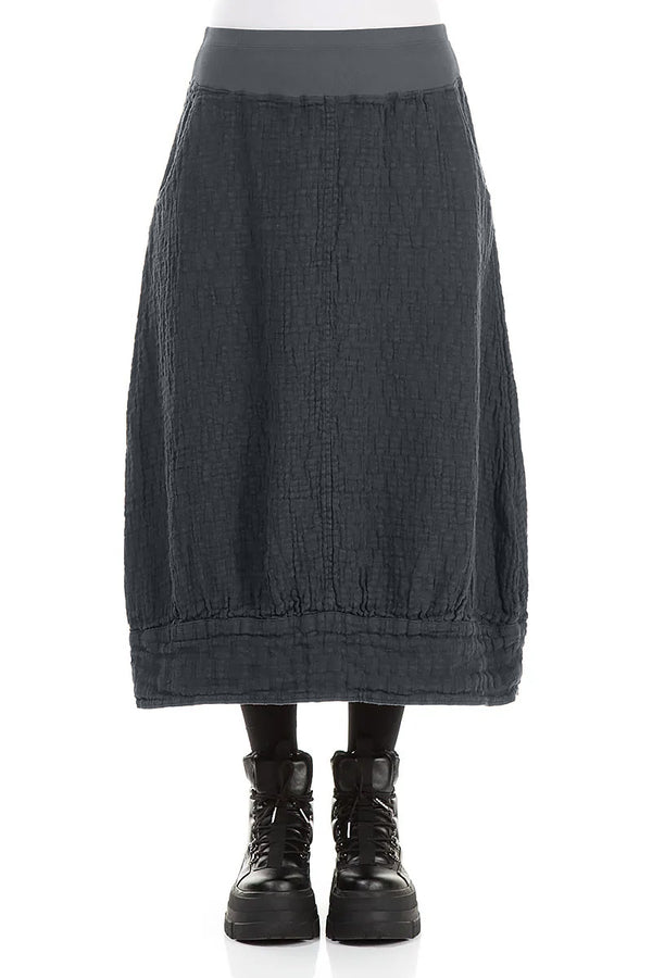 Slate Textured Linen Midi Skirt