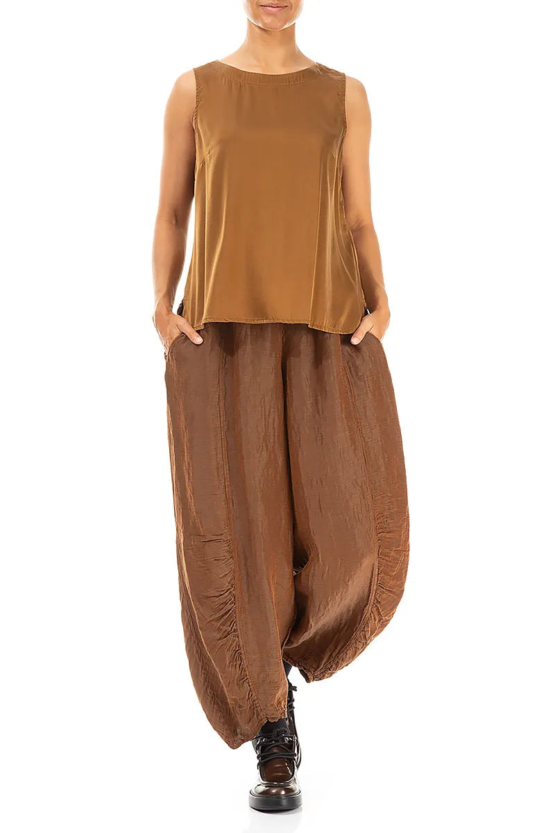 Sleeveless Aged Copper Silk Top 4