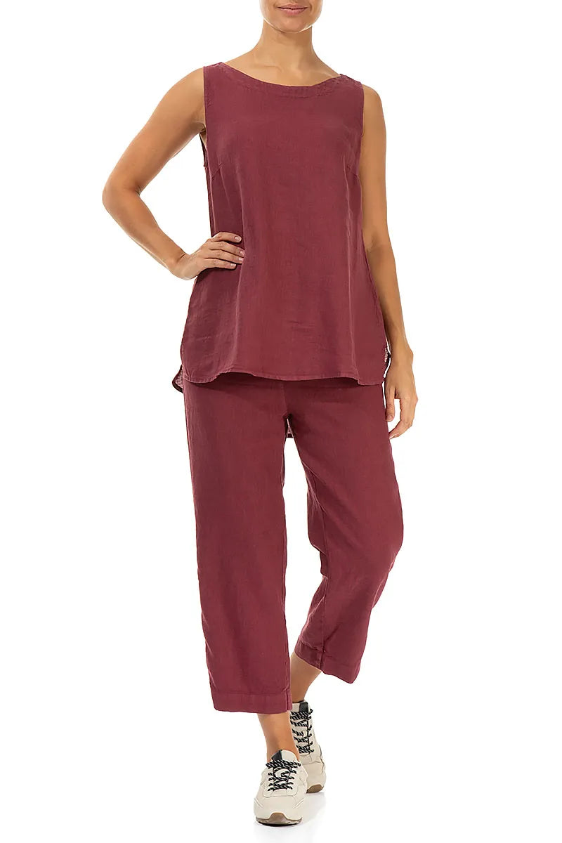 Sleeveless Antique Ruby Linen Top 4