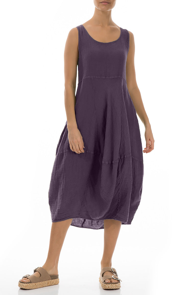 Sleeveless Balloon Amethyst Linen Dress