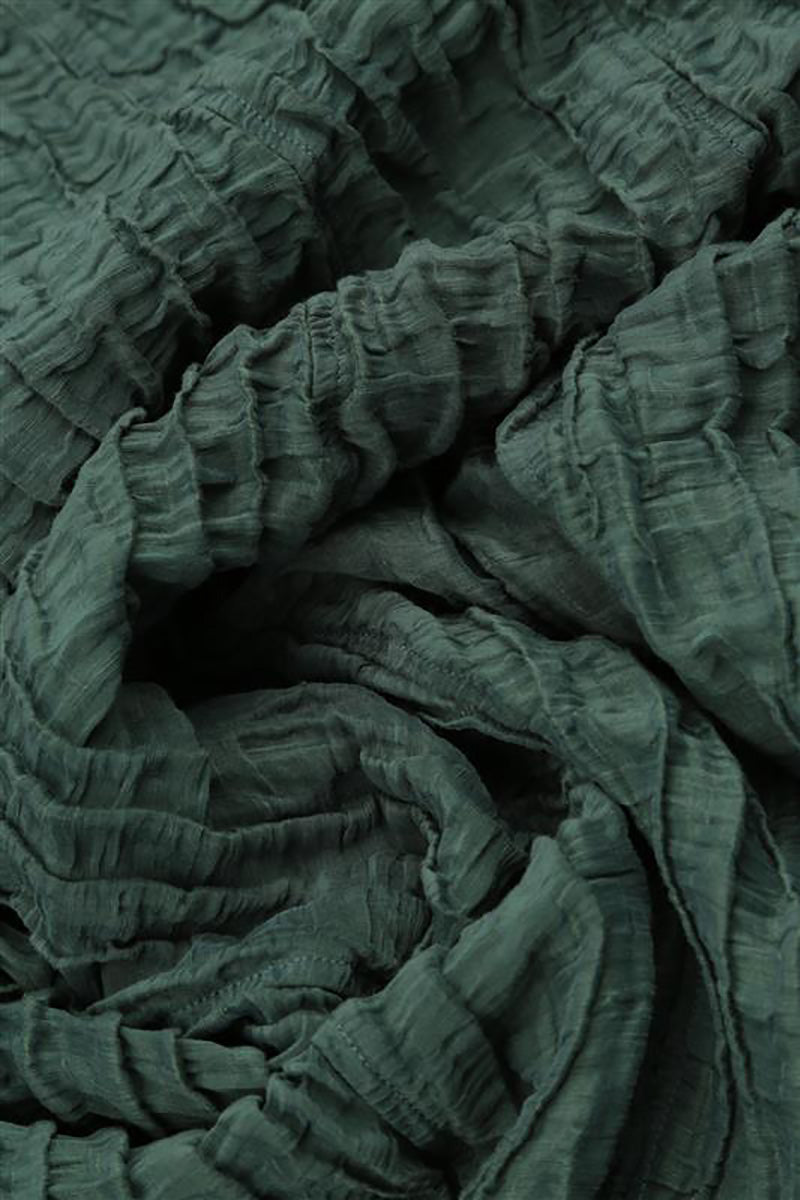 Sleeveless Balloon Crinkled Sage Silk Linen Dress 5