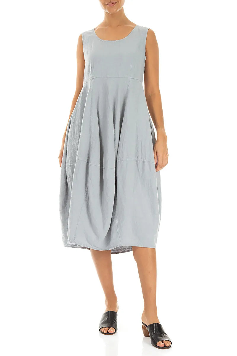 Robe sans manches en lin gris argenté ballon