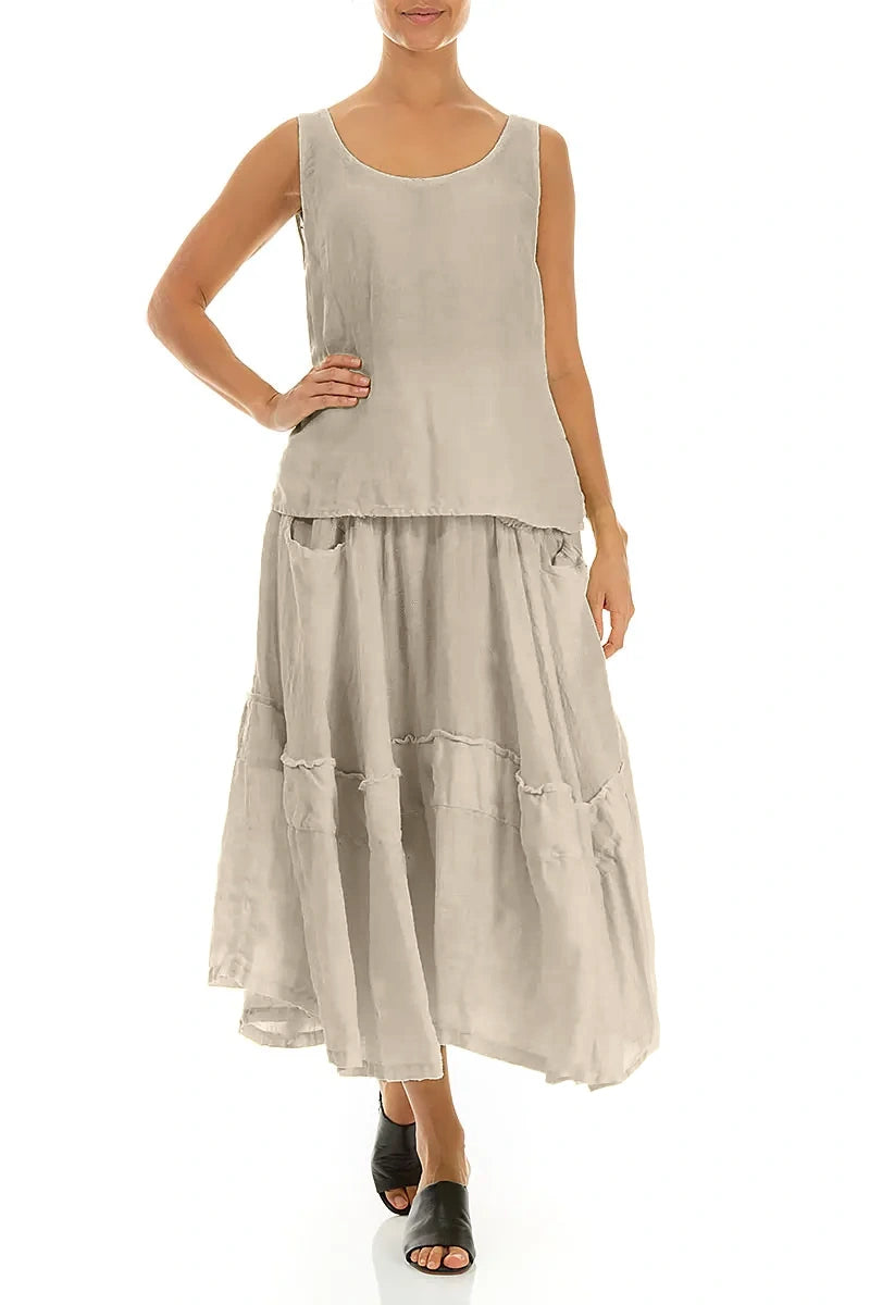 Sleeveless Beige Linen Top