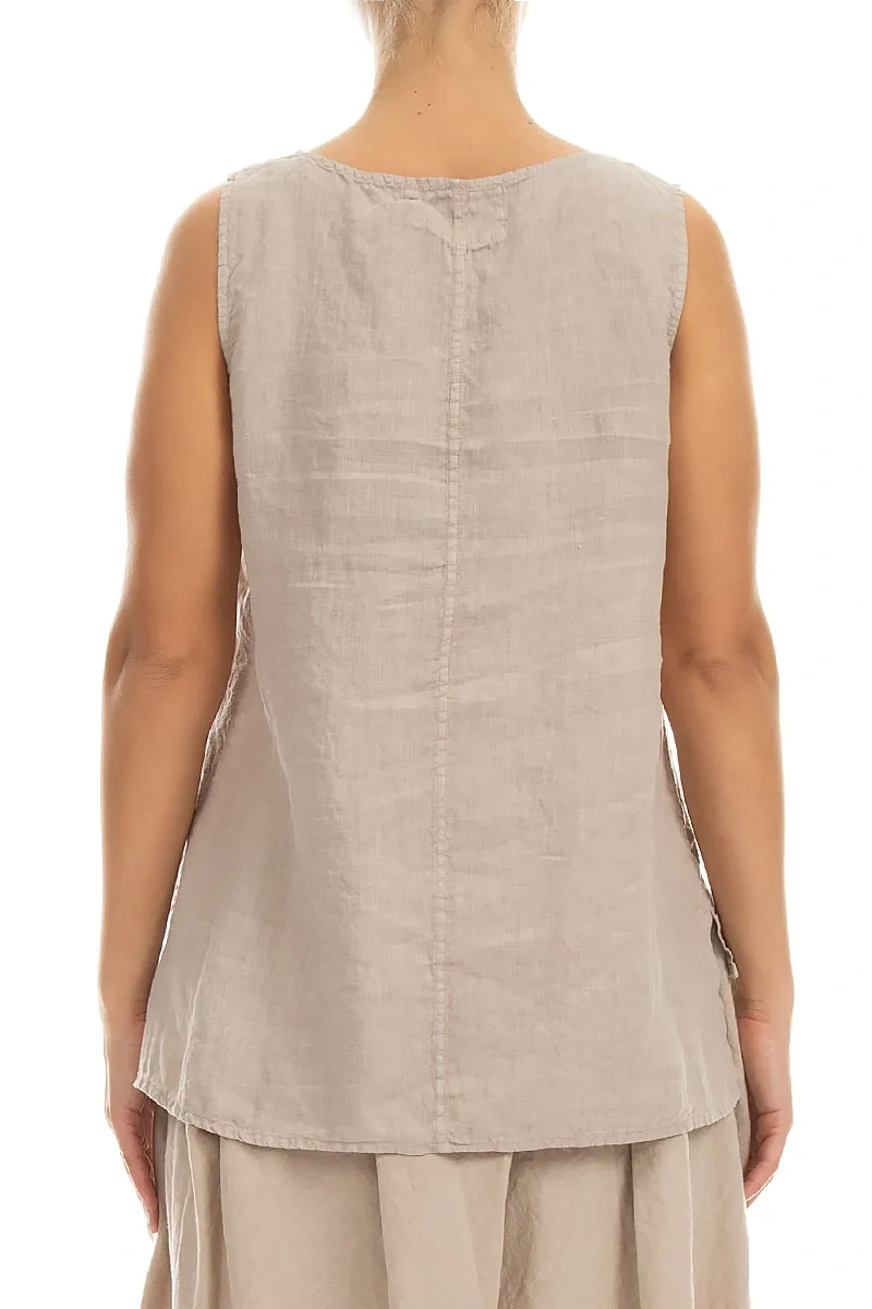Ärmelloses Leinen-Top in Beige