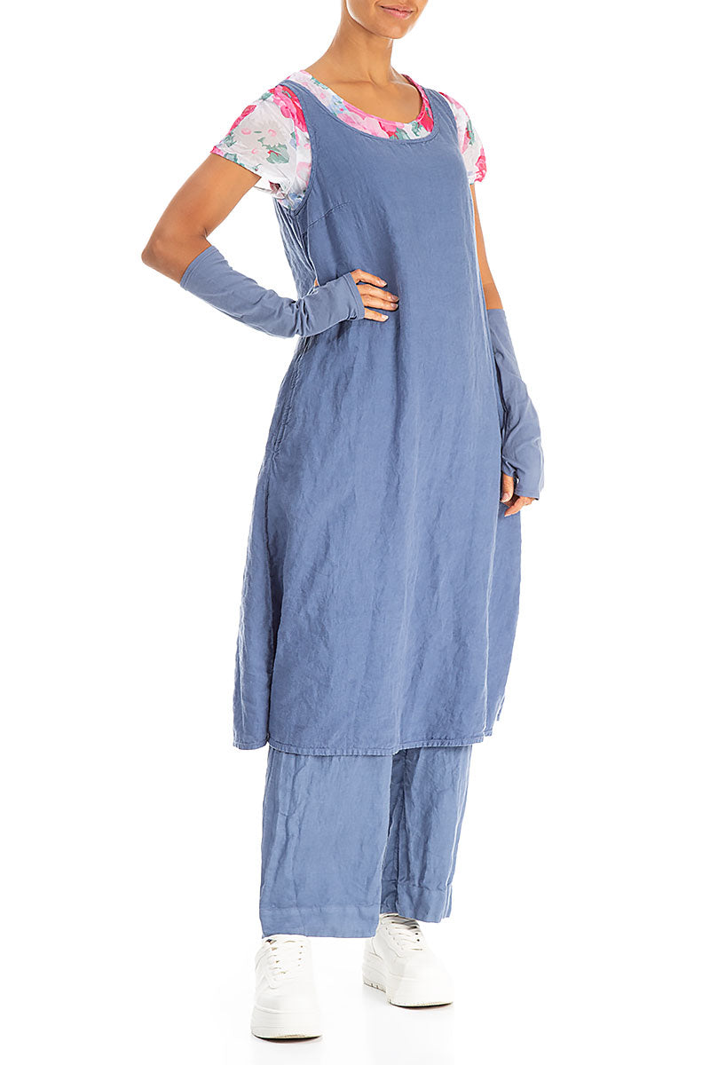 Sleeveless Blue Nova Linen Dress 5