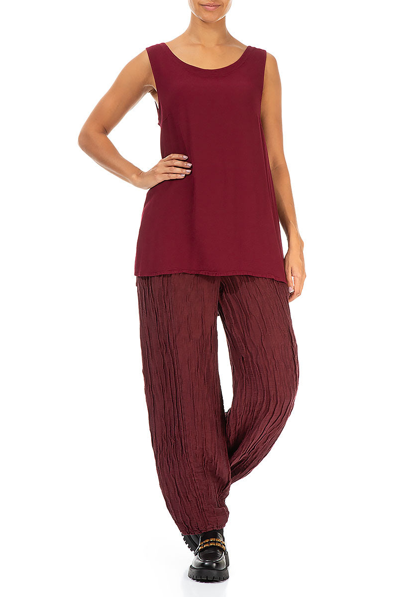 Sleeveless Claret Viscose Top 4
