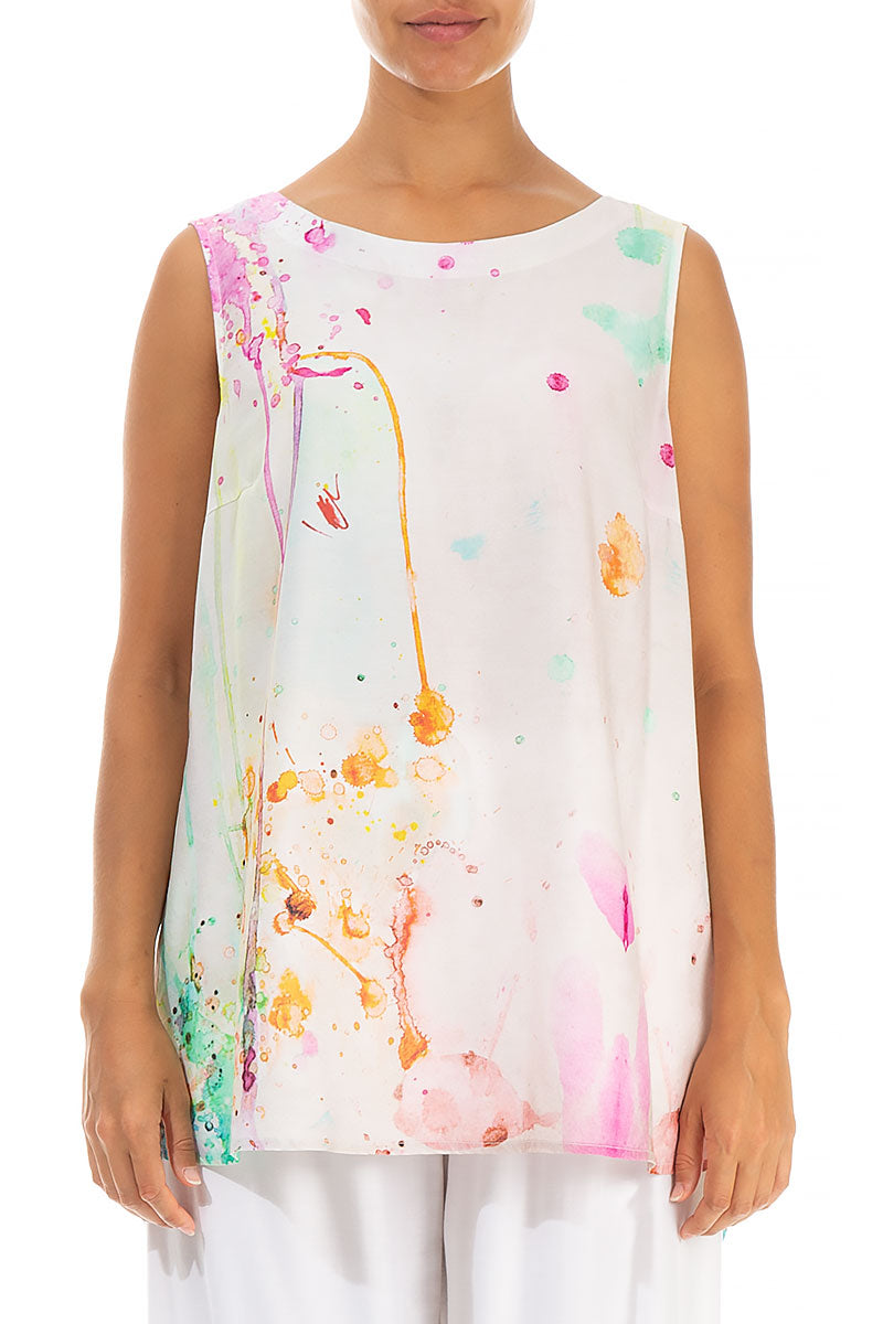 Sleeveless Colour Splash Silk Bamboo Top 1