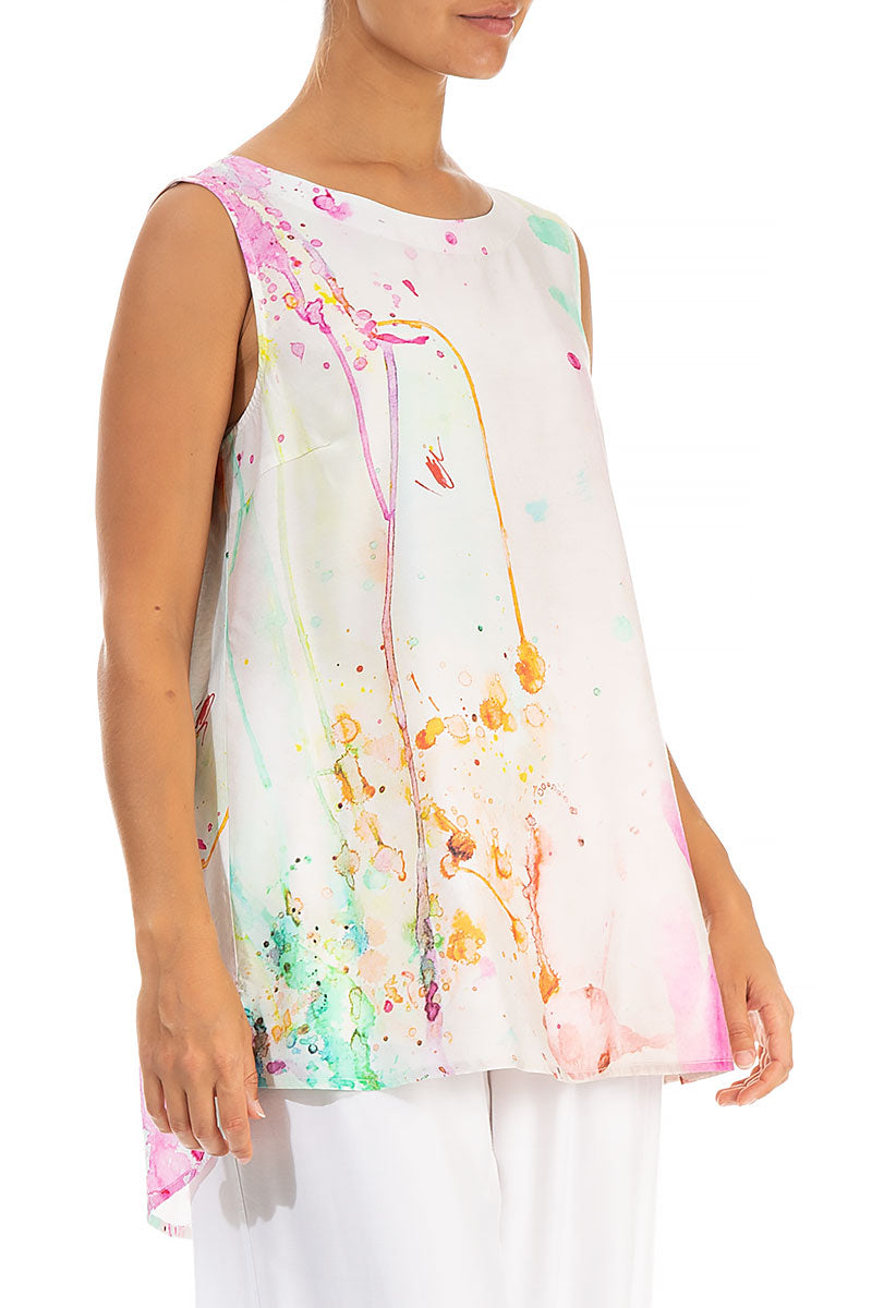 Sleeveless Colour Splash Silk Bamboo Top 3