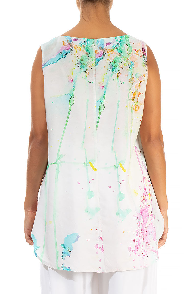 Sleeveless Colour Splash Silk Bamboo Top 2