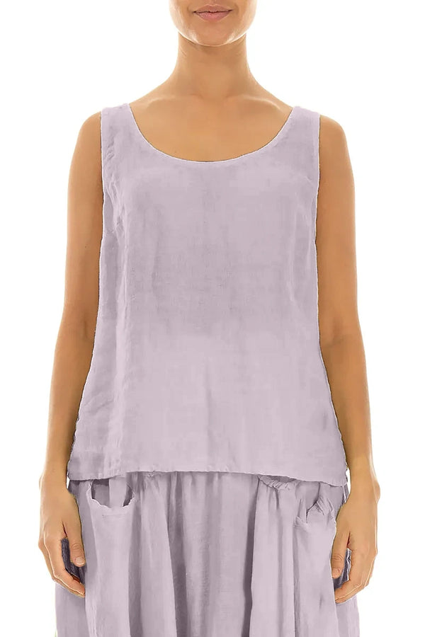 Haut sans manches en lin lilas