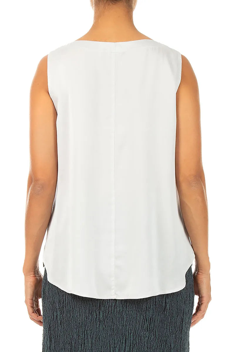 Sleeveless Pearl Grey Silk Top