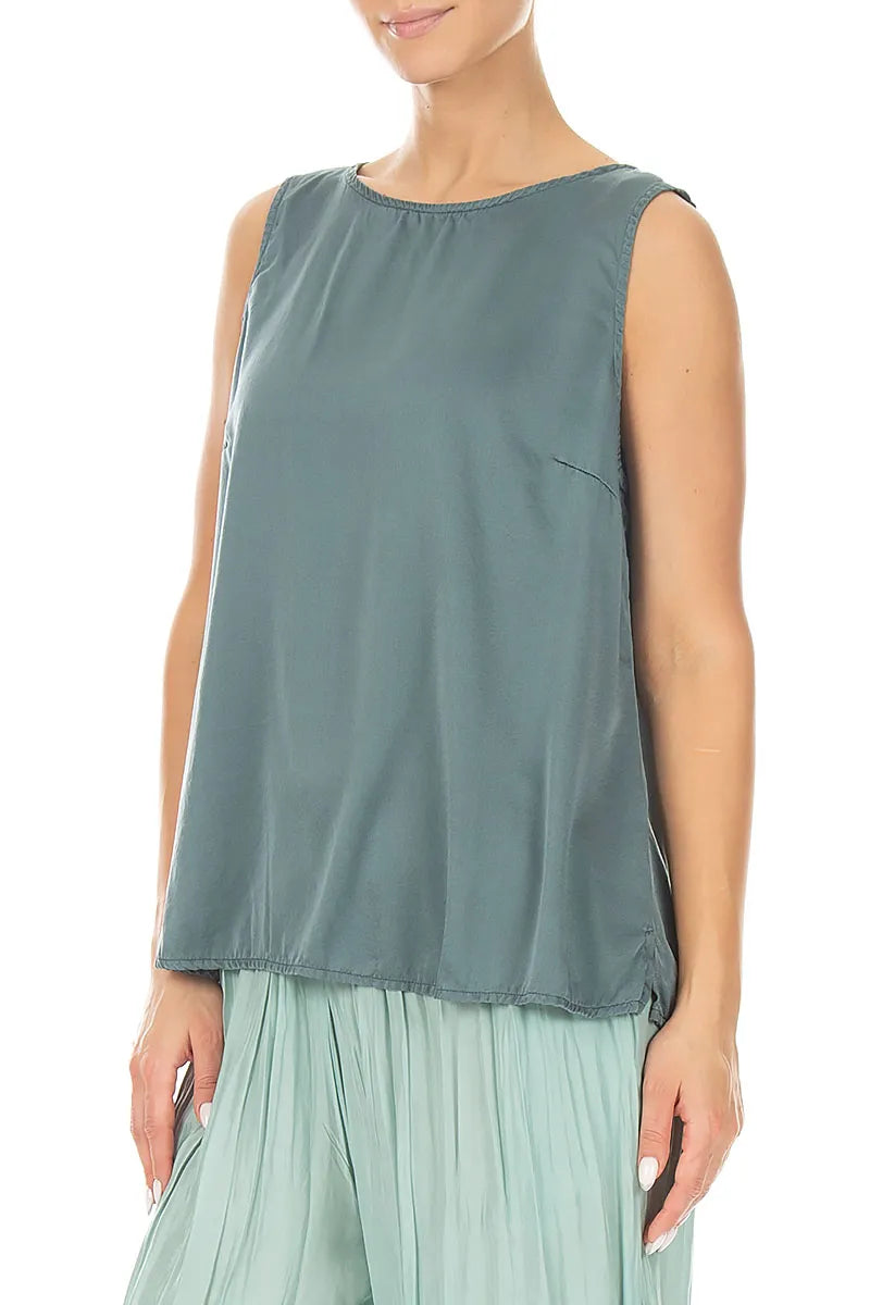 Sleeveless Slate Silk Top 3