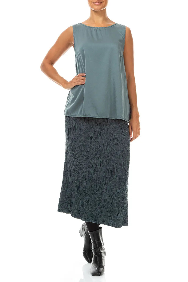 Sleeveless Slate Silk Top
