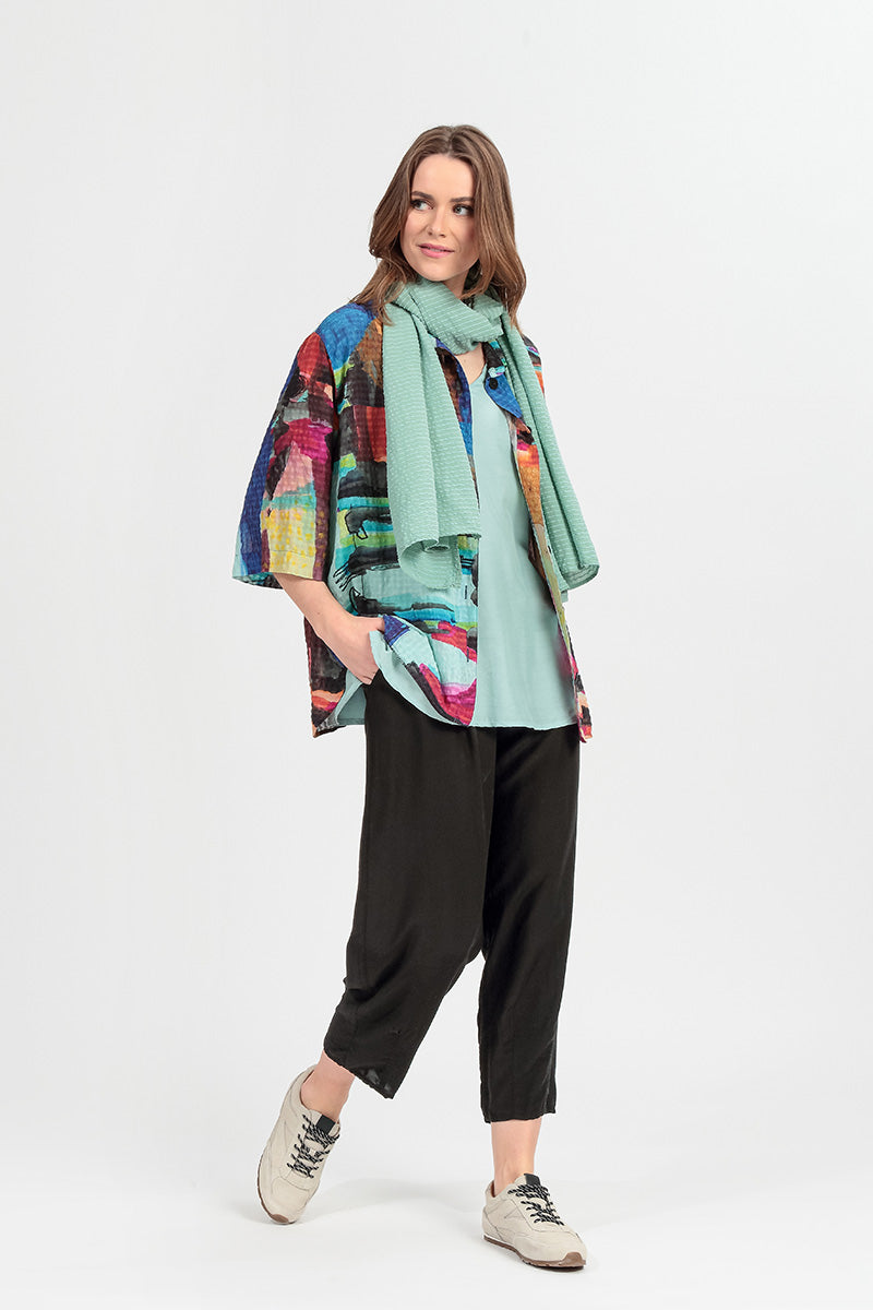 Sleeveless V-Neck Mint Silk Bamboo Blouse 6