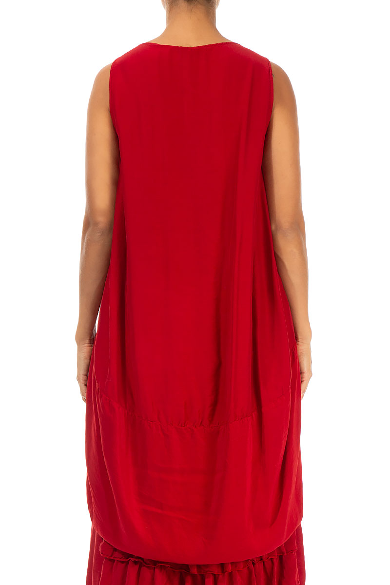 Sleeveless V-Neck Red Silk Bamboo Tunic 2