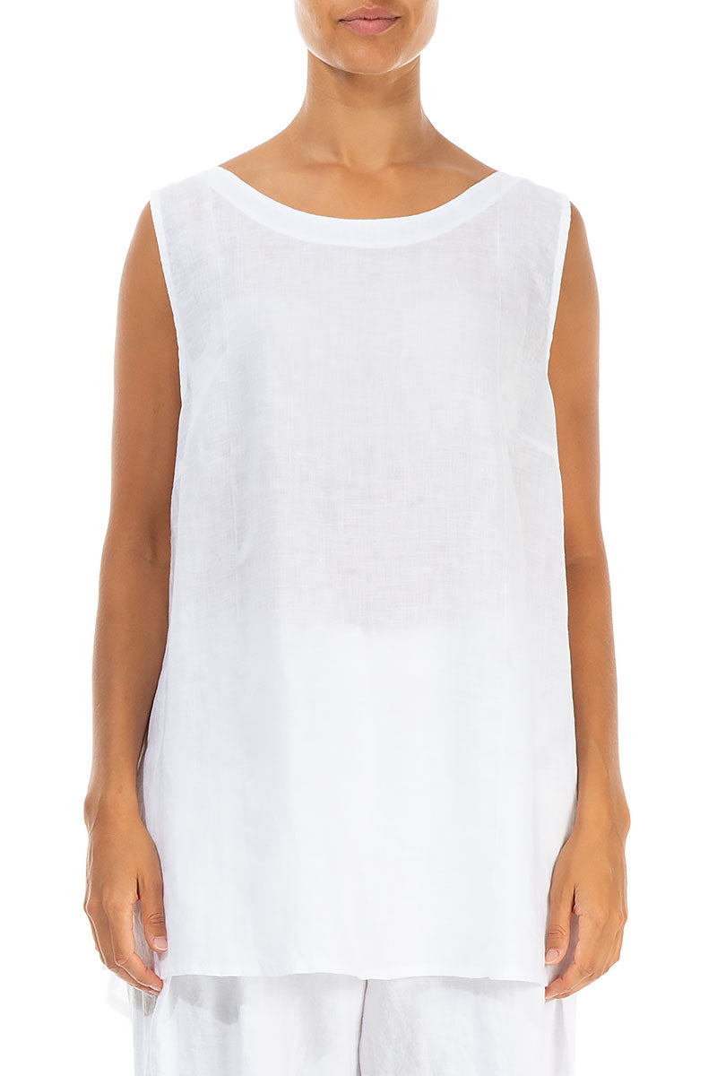 Sleeveless White Linen Top 1