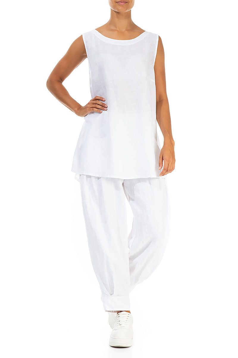 Sleeveless White Linen Top 4