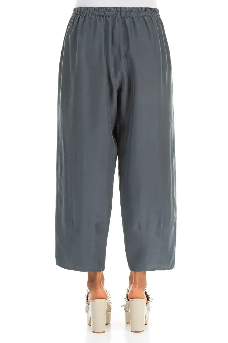 Slight Taper Graphite Pure Silk Trousers