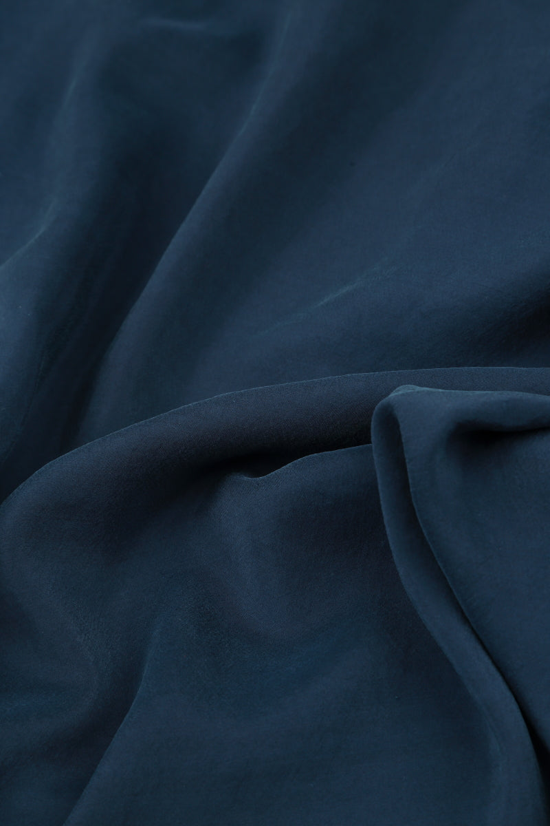 Slight Taper Navy Pure Silk Trousers 5