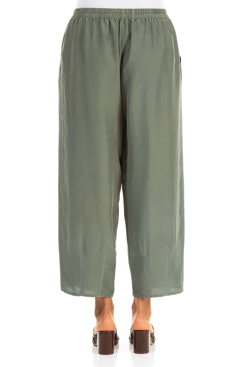 Slight Taper Sage Pure Silk Trousers