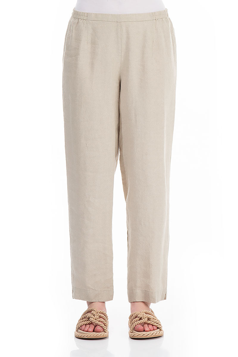 Slim Fit Natural Linen Trousers
