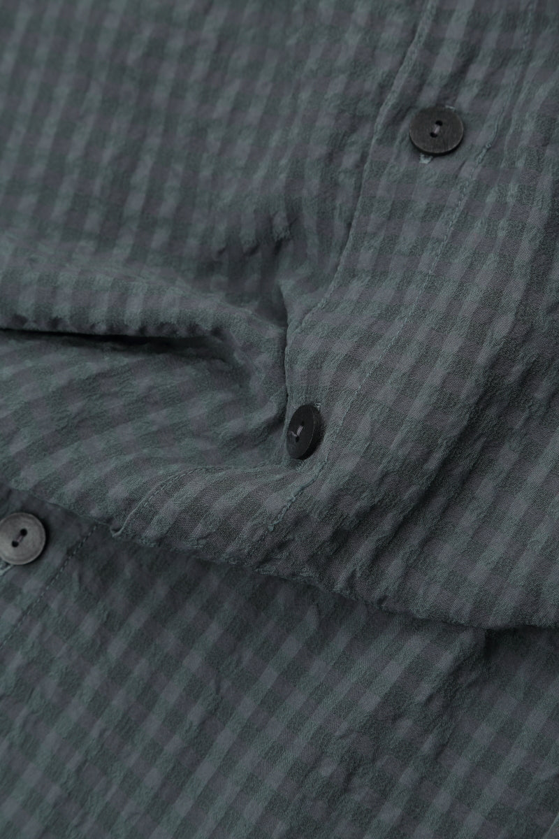 Veste en soie texturée graphite à ourlet fendu