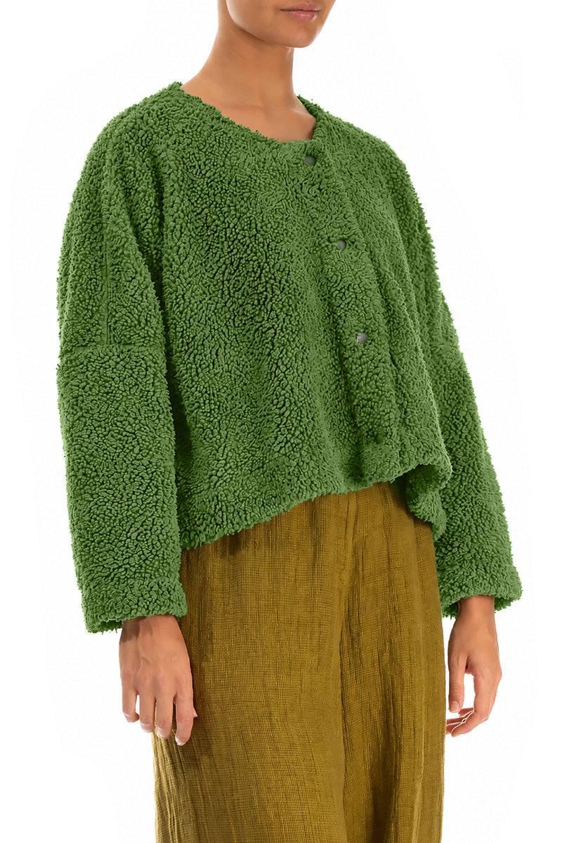 Snap Front Shamrock Green Teddy Cotton Jacket