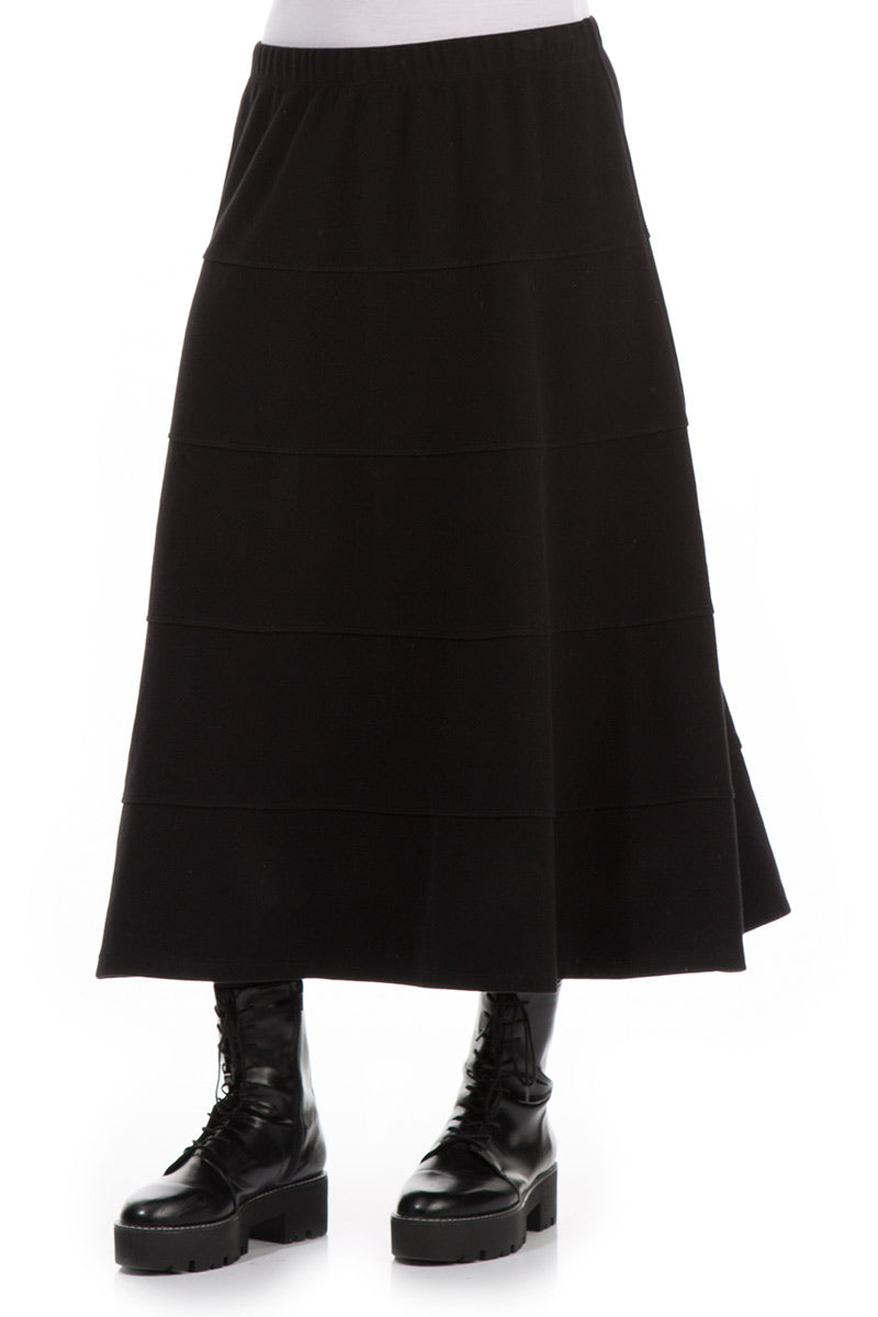 Black Cotton Jersey Bell Skirt 3