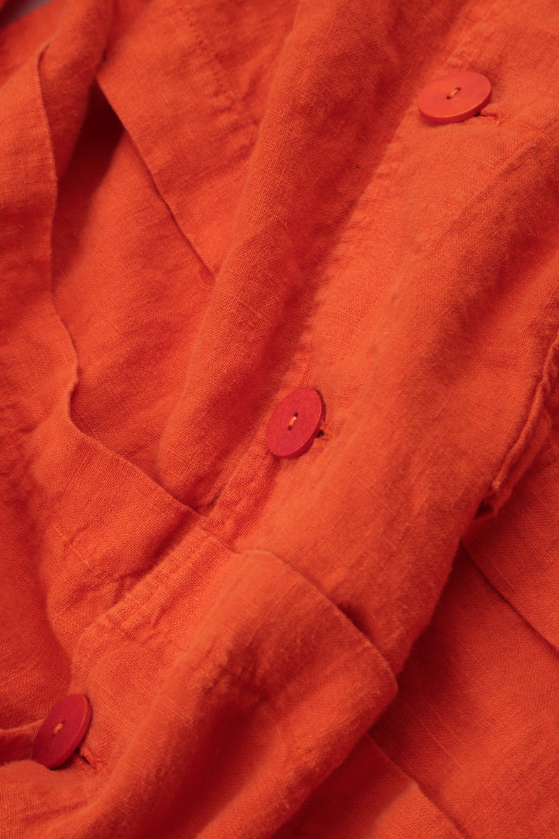 Softly Structured Flame Orange Linen Jacket 6