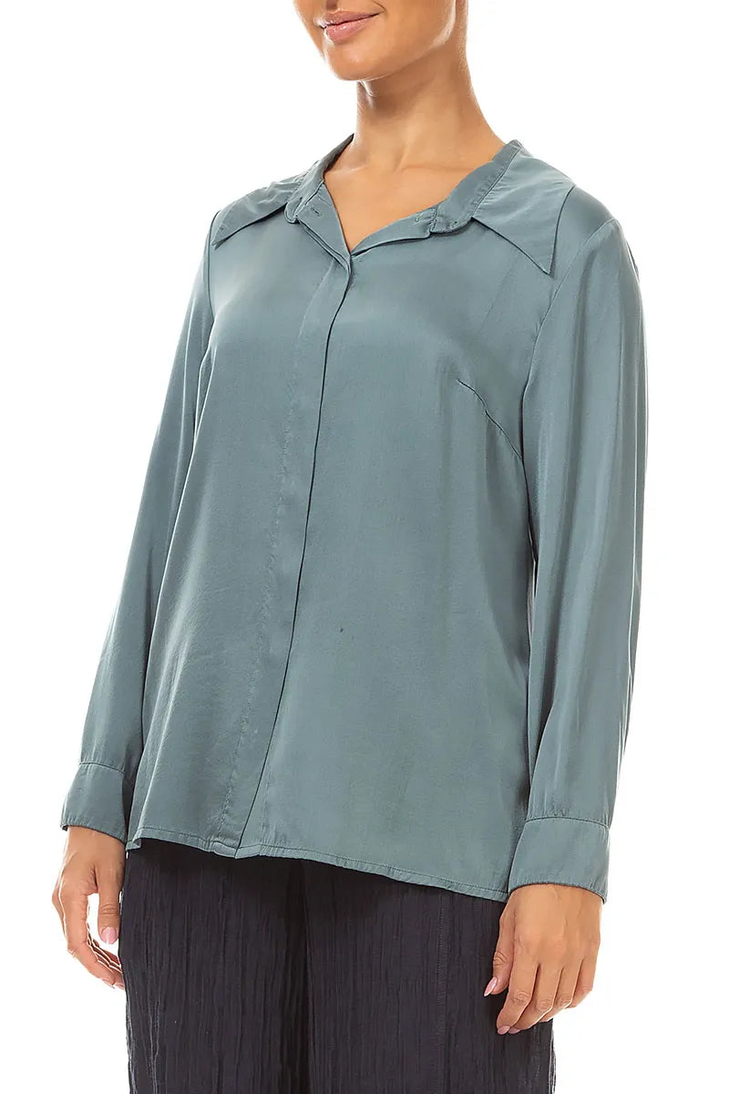 Softly Tailored Slate Silk Shirt