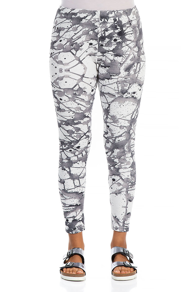Splashy White Cotton Leggings