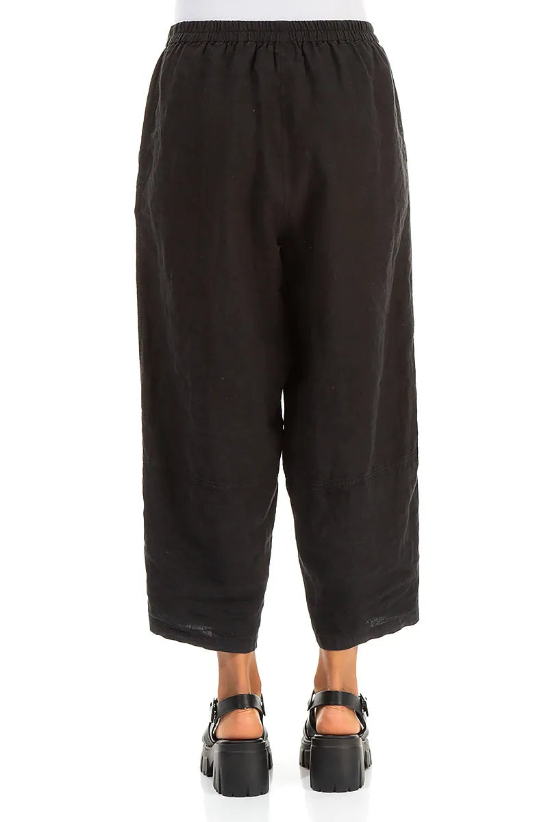 Straight Black Linen Trousers 2