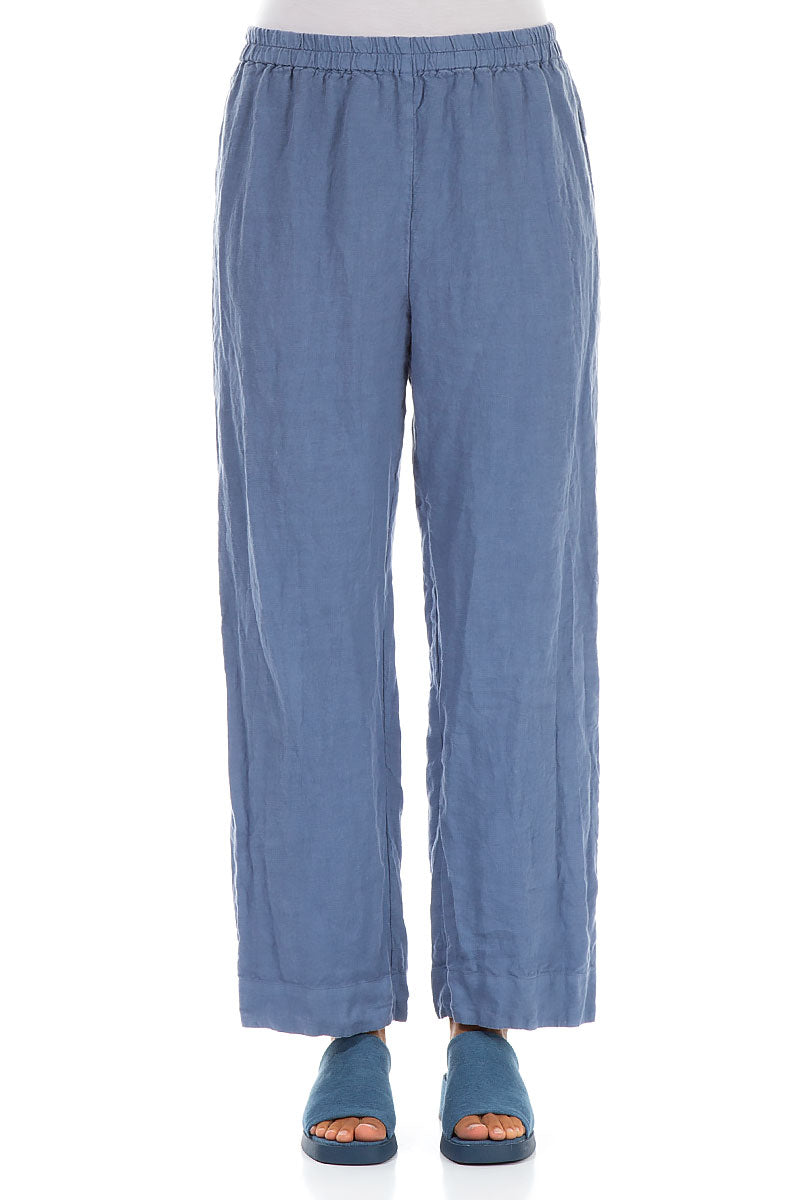 Straight Blue Nova Linen Trousers 1