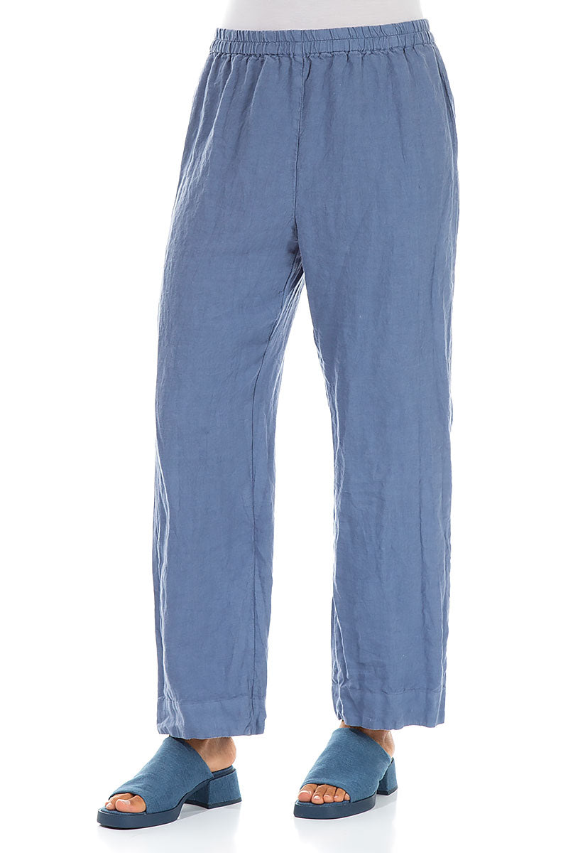 Straight Blue Nova Linen Trousers 3