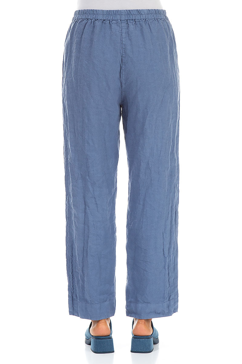 Straight Blue Nova Linen Trousers 2