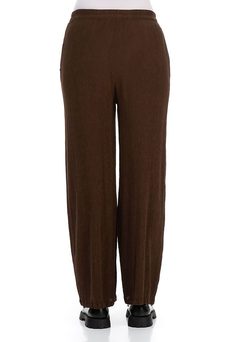 Straight Chocolate Silk Viscose Trousers 2