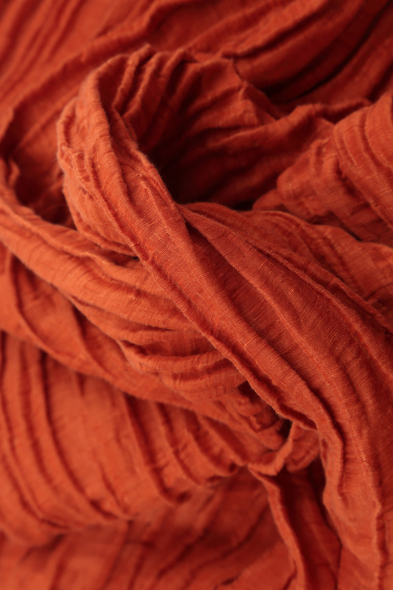 Straight Crinkled Saffron Silk Linen Trousers 5