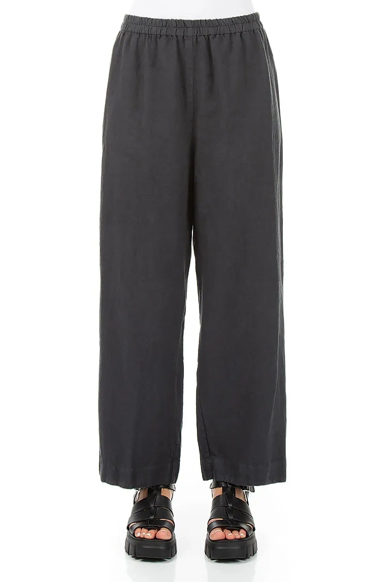 Straight Graphite Linen Trousers