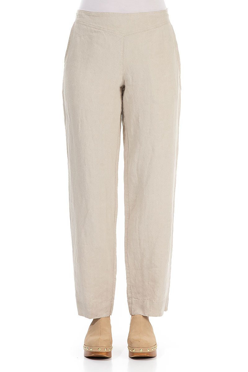 Straight Leg Natural Linen Trousers 1