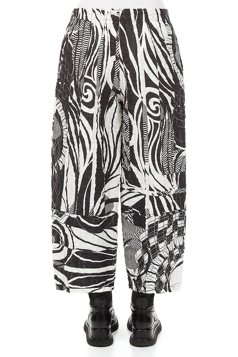 Straight Orbit Checkered Linen Cotton Trousers