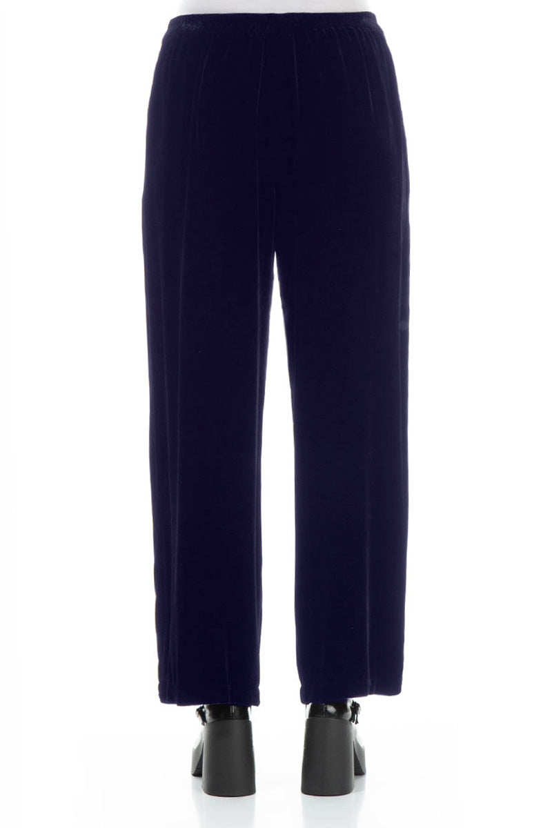 Straight Royal Purple Silk Velvet Trousers 2