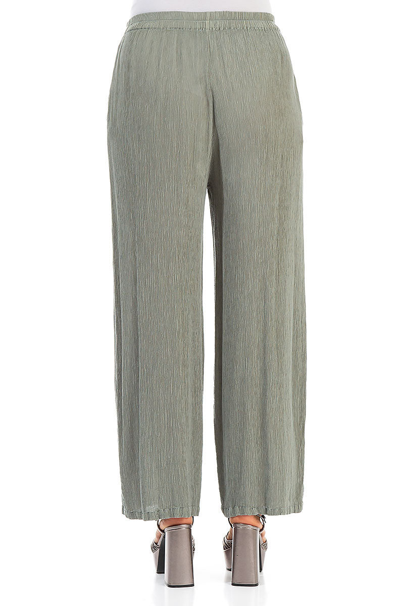 Straight Sage Silk Viscose Trousers