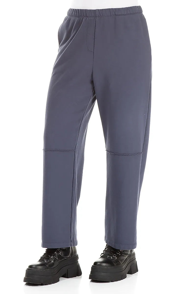 Straight Slate Blue Cotton Trousers 3