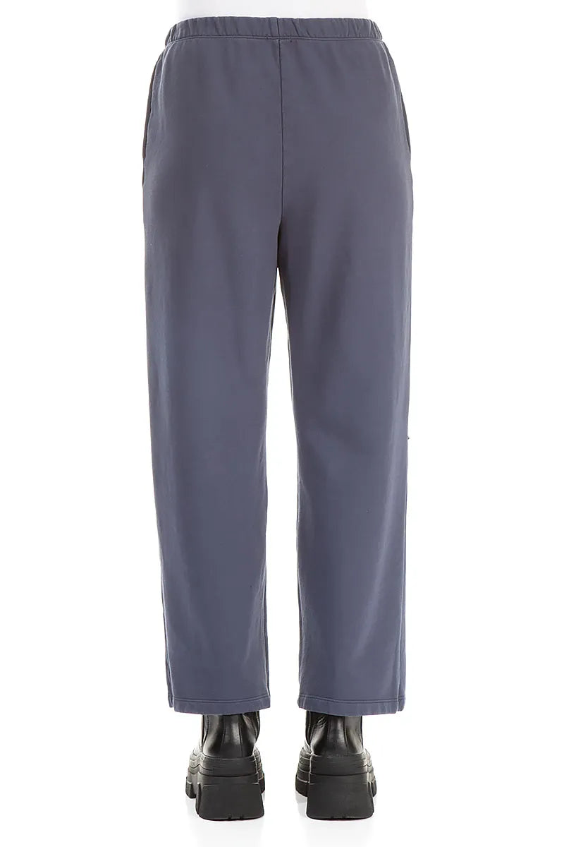 Straight Slate Blue Cotton Trousers 2