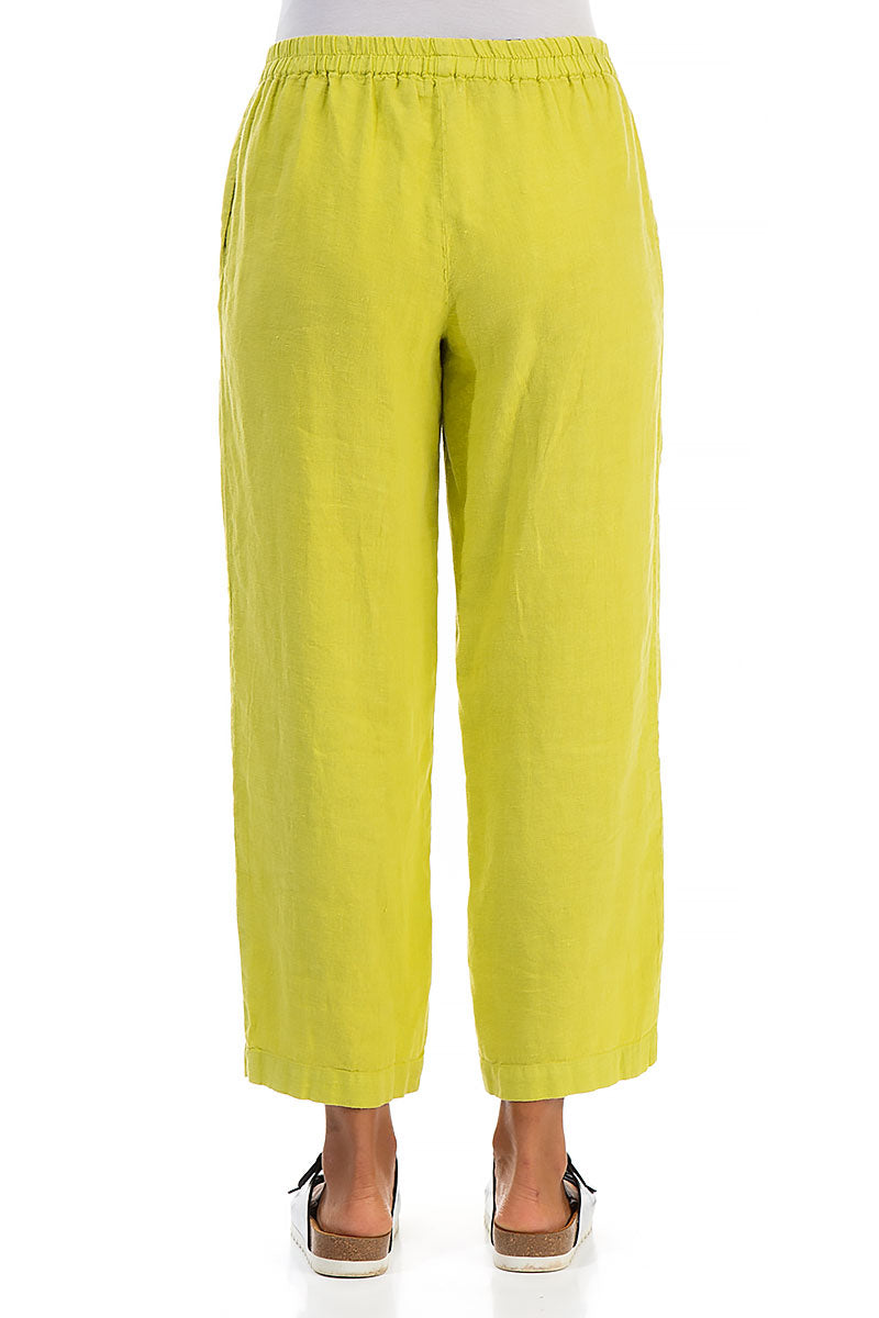 Straight Yellow Linen Trousers