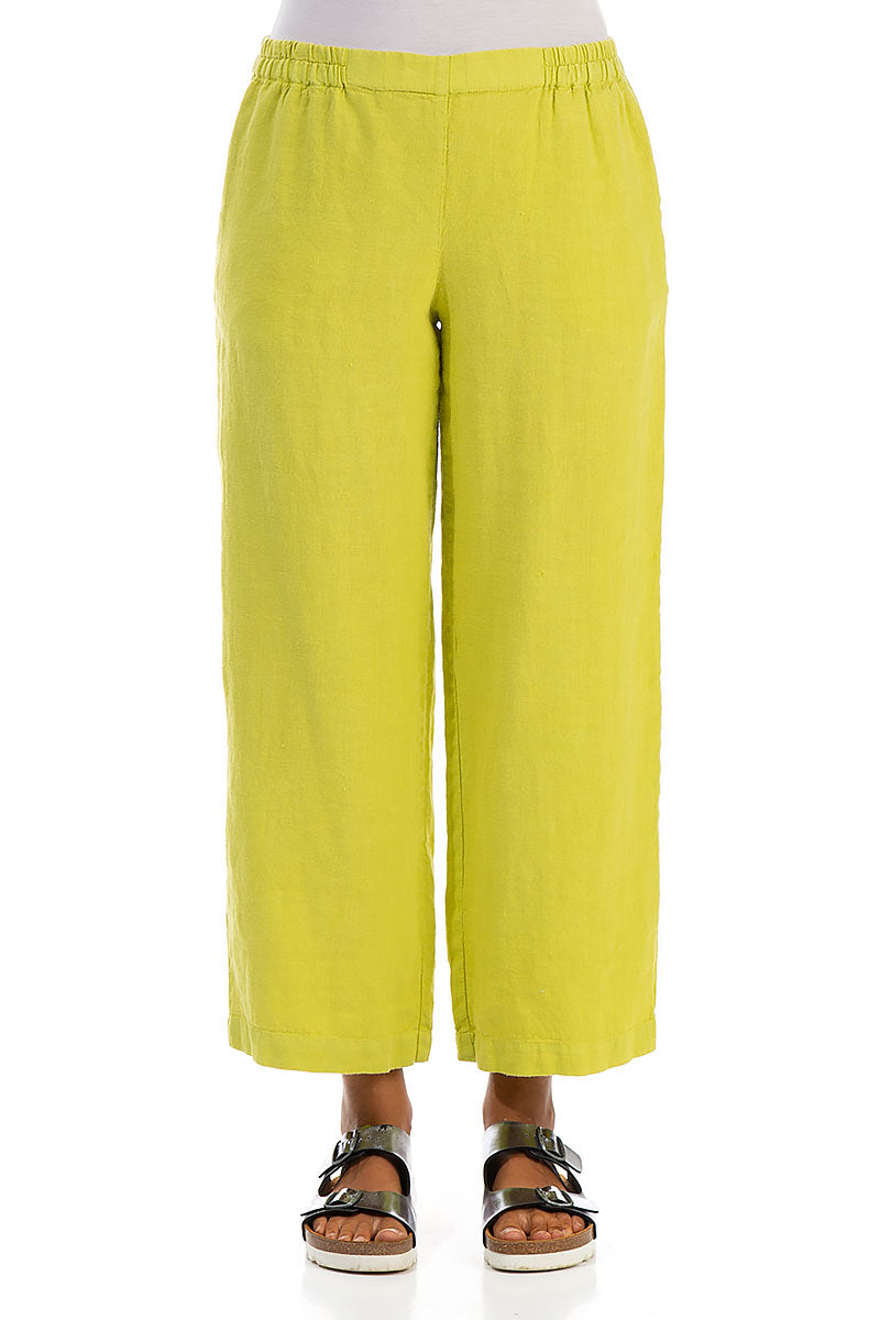 Straight Yellow Linen Trousers