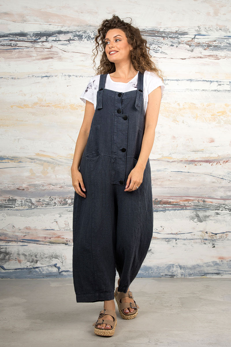 Strappy Graphite Linen Jumpsuit 6